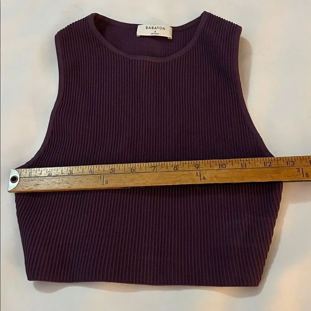 Aritzia Babaton Ribbed Sleeveless Crop Top - Plum small
